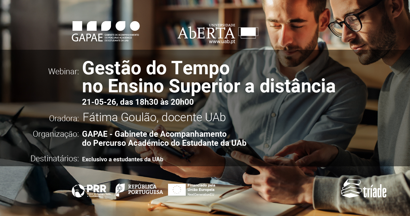 O GAPAE promove webinar sobre "Gestão do Tempo" para estudantes